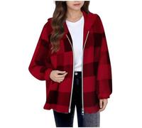 Filles Garçons Sweats à Capuche avec Motif à Carreaux Manches Longues Confortable Léger Sweat à Capuche Hauts avec Poche Veste de survêtement Confortable Doux Enfants Vêtements d'extérieur Sportifs