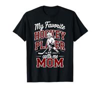 Filles Hockey Mama My Favorite Player Calls Me Mom Rouge foncé T-Shirt