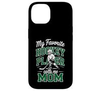 Filles Hockey Mama My Favorite Player Calls Me Mom Vert foncé Coque pour iPhone 14