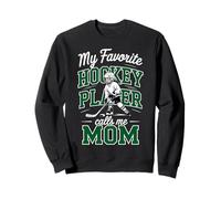 Filles Hockey Mama My Favorite Player Calls Me Mom Vert foncé Sweatshirt