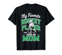 Filles Hockey Mama My Favorite Player Calls Me Mom Vert T-Shirt