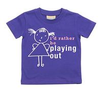 Filles I D Rather Be jouer dehors T-shirt bébé tout-petit enfants Disponible en tailles 0-6 mois pour 14-15 ans Fille bâton personne violet violet 9-11 Years
