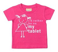 Filles I D Rather Be On My Tablette T-shirt bébé tout-petit enfants Disponible en tailles 0-6 mois pour 14-15 ans Fille bâton personne rose rose 3-4 ans