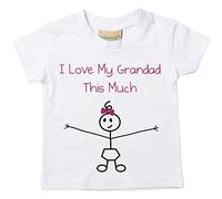 Filles I Love My Grandad This Much T-shirt bébé tout-petit enfants Disponible en tailles 0-6 mois pour 14-15 ans Fille bâton personne blanc blanc 12-18 mois