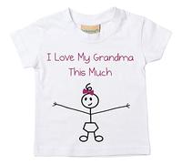 Filles J'aime Ma Grand mère This Much T-shirt Bébé Tout-petit Enfants Disponible en Tailles 0-6 Mois pour 14-15 Ans Fille Bâton Personne - Blanc, 12-13 Ans