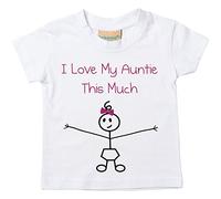 Filles J'Aime ma Tata This Much T-Shirt Bébé Tout-Petit Enfants Disponible en Tailles 0-6 Mois à 14-15 Ans Fille Bâton Personne - 3-4 Years, Blanc, Blanc