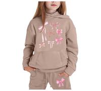 Filles Jogging Survêtement Ensembles Joggers Automne Sportwear Ensemble Fille 2 Pièces Costume Street Dance Outfit Suit pratique et confortable Sports Sweat Capuche Pantalons Cadeau 7-16 Ans
