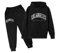 Filles Jogging Survêtement Ensembles Sweatshirt+Pantalon de Sport Imprimer Zippé Top Sweat Capuche Bottom Costume Street Dance Outfit Suit Pratique et Confortable Fille Enfant Cadeau Ado 3-14 Ans