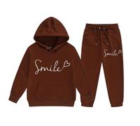 Filles Jogging Survêtement Ensembles T-Shirt et Cordon Pantalon Imprimer Zippé Top Sweat Capuche Bottom Joggers Automne Sportwear Suit Pratique Confortable Combinaison de Cadeau Fille 7-16 Ans