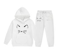 Filles Jogging Survêtement Ensembles Vêtements Mode Ados Enfant Unisex Fille Ensemble Plaine Top Bottoms Costume Sports Sweat Capuche Pantalons Automne et Hiver