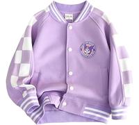 Filles Kawaii Japonais Anime Veste Enfants Col Rond Caché Bouton École Uniforme Baseball Veste Harajuku Casual Veste Anime Y2k Poche Sweat (Pourpre,160)