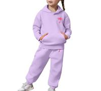 Filles Loisirs Sweatshirt Set Enfants avec Pantalon Ensemble Automne et Hiver Costume Joggers Pantalons Jogging Enfant Imprimé Ensembles Unisex Sweat Capuche Legging Sport Fille 7-12 Ans