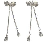 Filles nouveau strass S925 aiguille mignon géométrique arc boucles d'oreilles pendantes boucles d'oreilles mode bijoux gland (argent) Un design intelligent