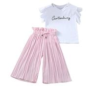 Filles Pantalons Enfants Hauts + Volants Enfants bébé Tenues Chemise Costume Ample Lettre T Filles Tenues et Ensemble Ensemble Fille 3 Ans pour L Hiver (10-12 Years)