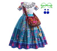 Filles princesse Costume enfants Encanto Halloween balançoire vêtements évasés enfants imprimé Mirabel dessin animé fantaisie Cosplay robe 3-12Y DC13 Set 02