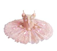 Filles Professionnel Ballet Tutu Plateau Pancake Tutu Ballerine Robe De Soirée Enfant Ballet Danse Compétition Costume,Rose,170