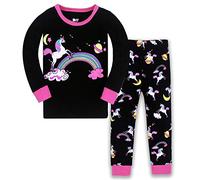 Filles Pyjama De Noël Licorne Vêtements de Nuit Deux pièces Manches Longues Chemises de Nuit Hauts Bas PJ Ensembles de Pyjama pour Childs Taille 8-9 Ans 9T Action de grâces Noël Cadeaux
