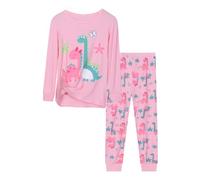 Filles Pyjamas Dinosaures Vêtements de Nuit Deux pièces Manches Longues Chemises de Nuit Hauts Bas Pjs Ensembles de Pyjama pour Filles Bambin Taille 4-5 Ans 5T Action de grâces Noël Cadeaux
