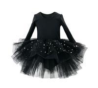 Filles Robes Enfants 2026 Enfants Tutu Robe Pour Performance Manches Longues Personnalité Robe Sans Manches pour Filles Décontractée Été Cadeau Élégant pour les Filles, Noir , L