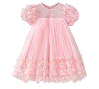 Filles Robes Princesse en Tulle Manches Courtes pour Les Fêtes Anniversaires et Mariages Robe de Fille de Fleur Filles Robes Été Robe Fille de Princesse Bowknot Robes Soiree Princesse 3-10 Ans
