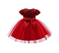 Filles Robes Princesse en Tulle pour Les Fêtes Anniversaires et Mariages Robe de Fille Manches Courtes Col Rond Robes Été Robe de Princesse Bowknot Dress d'anniversaire Ceremonie Fête Paillette