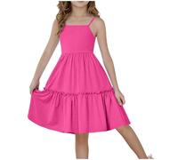 Filles Robes sans Manches Enfants d'été Coton Loisirs de Fête Pas Cher Swing Robe Fille Chic et Elegant Léger Fluide Robes de Fête Anniversaire Soirée Cocktail avec Bowknot 4-15 Ans
