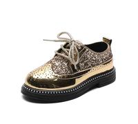 Filles Slip on Bowknot School Dress Chaussures pour Les Jeux et Les Activités Ludiques Chaussure Élégantes à Enfiler et à Lacets, avec Semelle Souple pour Un Usage Quotidien (Gold, 27.5 Little Child)