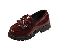 Filles Slip on Leather Mocassins Tassel Bow Chaussures habillées d'école pour Les Filles Chaussons pour Enfants avec Pinces Chaussettes en Alpaga Guerrier Pyjama Naissance Garçon (37)