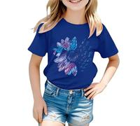 Filles Tournesols T-Shirt Fleurs Mignon Graphique T-shirts Amples Col Rond Manches Courtes Casual Tops Bébé 1, bleu, 6-7 ans