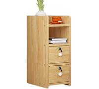 Fillet Mini Household Assembly Bedroom with Lock Storage Box Small Ultra Narrow Study Bedside Locker Storage Box (Color : Wood Color Size : 20X32X60cm) (Wood Color 25X32X60cm)