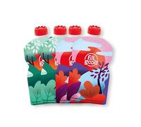 FILLGOOD - Lot de 4 Pochettes Alimentaires Réutilisables 130 ml pour bébés et enfants/Gourdes Réutilisables pour compote ou purée, lavables, 100% hermétiques et faciles à remplir.
