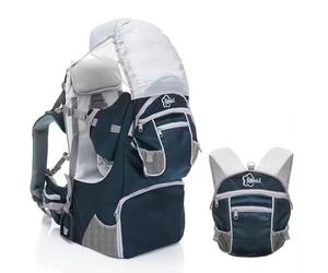 Fillikid Porte-Bébé Dorsal pour Randonnée - Pare-soleil, Ceintures, Compartiments de Rangement - Sac à Dos pour Excursions avec Enfant - jusqu'à 18 kg - Bleu Gris
