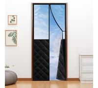 Fillis Rideau de porte magnétique avec protection thermique, 100 x 220 cm, isolation thermique, coupe-vent et économe en énergie, protection contre le froid, pour porte de cave, balcon, terrasse, noir