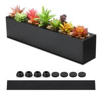 FillTouch Jardinière rectangulaire Longue pour Rebord de fenêtre, en métal, pour intérieur - Grand Format Moderne en Acier avec Trous de Drainage - pour Herbes, Jardin, Maison (40,9 x 8,1 x 8,9 cm,