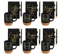 FillTouch Lot de 6 cadeaux de remerciement pasteur pour homme - Verset biblique chrétien de 425,2 g - Tasse à café en céramique - Journal A5 - Stylo à bille - Cadeau religieux chrétien pour église