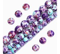 Filluck Perles en pierre naturelle de 10 mm en jaspe impérial violet et bleu poli pour la fabrication de bijoux pour adultes de 38,1 cm (jaspe impérial violet-bleu, 10 mm)