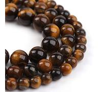 Filluck Perles en pierre naturelle de 10 mm - Oeil de tigre jaune poli - Perles rondes et lisses pour la fabrication de bijoux - 38,1 cm (œil de tigre jaune, 10 mm)