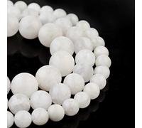 Filluck Perles en pierre naturelle de 6 mm - Pierre de lune blanche polie - Ronde, lisse - Pour la fabrication de bijoux - 38,1 cm (pierre de lune blanche, 6 mm)