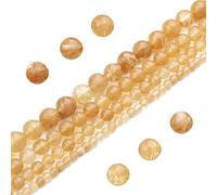 Filluck Perles en pierre naturelle de 8 mm - Quartz rutile doré poli - Perles rondes et lisses pour la fabrication de bijoux pour adultes (quartz rutile doré, 8 mm)