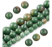 Filluck Perles en pierre naturelle de jade africaine de 8 mm polies, rondes et lisses pour la fabrication de bijoux pour adultes - 38,1 cm (jade africain, 8 mm)