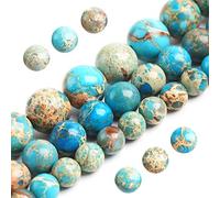 Filluck Perles en pierre naturelle de jaspe bleu impérial poli rond lisse pour la fabrication de bijoux adultes 38,1 cm (jaspe bleu impérial, 6 mm)
