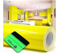 Film adhésif brillant ou mat pour meubles, cuisines ou de salle de bains (025 jaune soufre, brillant) 10 m x 63 cm