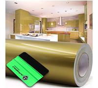 Film adhésif brillant ou mat pour meubles, cuisines ou de salle de bains (091 or, brillant) 10 m x 63 cm