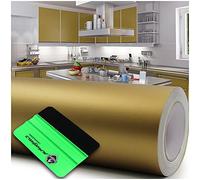 Film adhésif brillant ou mat pour meubles, cuisines ou de salle de bains (091 or, mat) 10 m x 63 cm