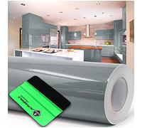 Film adhésif brillant ou mat pour meubles, cuisines ou salle de bains (071 gris, brillant) 10 m x 63 cm