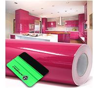 Film adhésif brillant ou mat pour meubles de cuisine ou de salle de bains (041 rose, brillant) 10 m x 63 cm