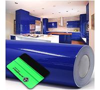 Film adhésif brillant ou mat pour meubles de cuisine ou de salle de bains (049 bleu roi, brillant) 10 m x 63 cm