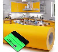 Film adhésif brillant ou mat pour meubles de cuisine ou salle de bains (020 jaune doré, mat) 10 m x 63 cm