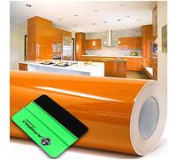 Film adhésif brillant ou mat pour meubles de cuisine ou salle de bains (036 orange clair, brillant) 10 m x 63 cm