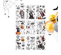 Film adhésif d'Halloween - Autocollant effrayant 3D - Empreintes de mains et de pieds sanglantes - Tête de mort - Autocollant mural - Pour Halloween, fête, maison, appartement, chambre à coucher